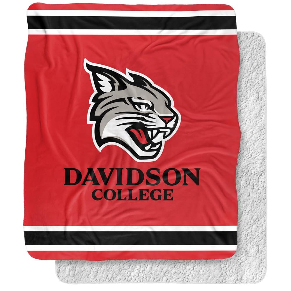 Davidson College Blanket, 50"x60" Primary Logo, Silky Touch Sherpa Back Super Soft Throw Blanket