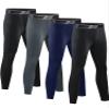 HOPLYNN 4 Pack Youth Boys Compression Pants Leggings Tights Quick Dry Athletic Base Layer Under Pants Gear for Kids Football Basketball Sports -2 Black 1 Blue 1 Grey-S view 1