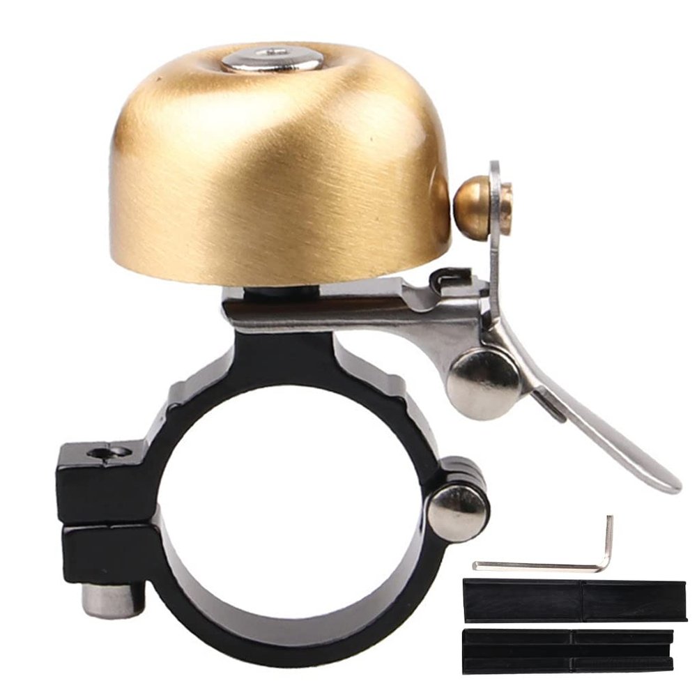 Brass Bike Bell, Bicycle Bell for Bike Ring Bell with Loud Sound Bells Mountain Bike Horn for Road Mountain Bike Handlebars Adults, Left and Right Hand Use (Gold, 7 * 3.5 * 3.5cm, 4pcs)
