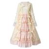Solid Color Floor Length Outfits for Women Bowknot Bouffant Winter Fit and Flared Square Neck Dresses Bell Sleeve Ruffled Tiered Theater Long Sleeve Lolita Costumes Vestidos view 1