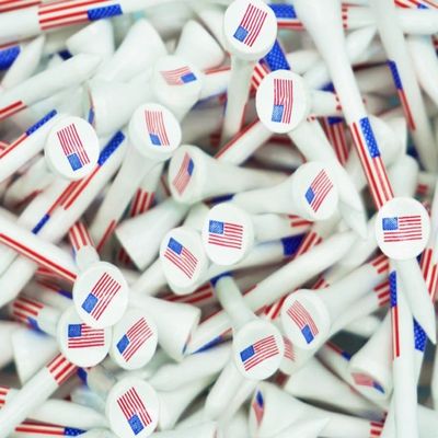 American Flag Wood Golf Tees - 2 3/4 inch 100 tees per Pack - USA Golf Tees - Red, White, and Blue - American Flag in Tee Cup - Value Pack - Custom Design - Golf Essentials -