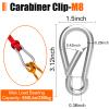 Carabiner 3 Inch Spring Snap Hook, 16pcs M8 5/16 Inch Spring Snap Hook Quick Link for Camping Hiking, 500LBS Holding Capacity Heavy Duty Steel Carabiner Clip Buckle for Hammock Swing Fitness view 2