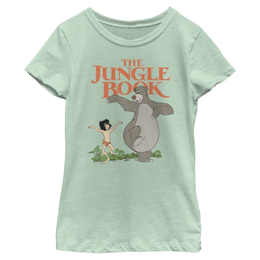 Disney Jungle Book COVER-DSJB01JDSC Girls Short Sleeve Tee Shirt, Mint, X-Large