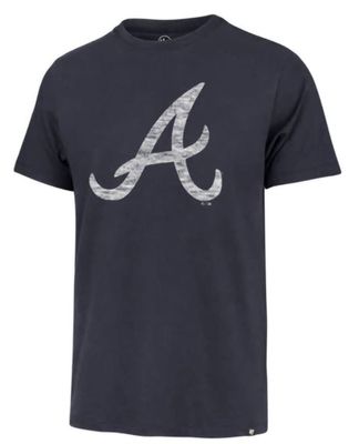 '47 MLB Men's Distressed Imprint Match Team Color Primary Logo Word Mark T-Shirt (Atlanta Braves Navy, Small), Blue