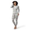 Smartwool Women's Classic Thermal Merino Base Layer Pattern Crew Light Gray Mountain Scape L view 1