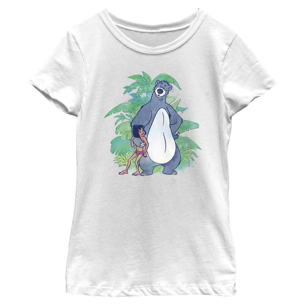 Disney Jungle Book Boogie JUNGLE-DSJB009DSC Girls Short Sleeve Tee Shirt, White, Medium