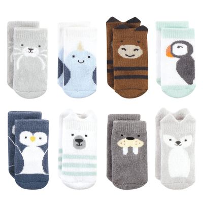 Hudson Baby Unisex Baby Cotton Rich Newborn and Terry Socks, Arctic Animals, 6-12 Months