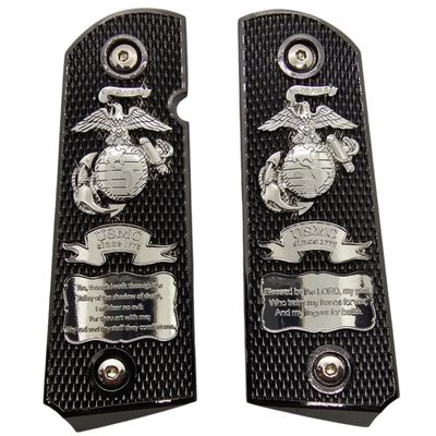 Custom Checkered Design 1911 Pistol Grips Full Size for Colt Rock Island Springfield Taurus & Clones, fits Standard Government Models, Ambi Safety Cut