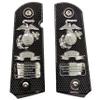 Custom Checkered Design 1911 Pistol Grips Full Size for Colt Rock Island Springfield Taurus & Clones, fits Standard Government Models, Ambi Safety Cut view 1
