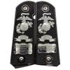 Custom Checkered Design 1911 Pistol Grips Full Size for Colt Rock Island Springfield Taurus & Clones, fits Standard Government Models, Ambi Safety Cut view 3