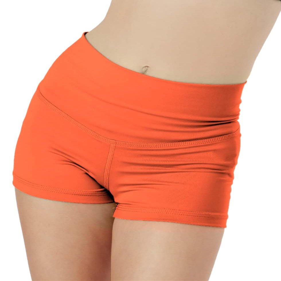 Youth Breathable Shorty-Short & Scrunchy Combo - High Waisted & Super Comfy Gym, Dance, Yoga, Aerobics, Cheer, Everyday! Coral