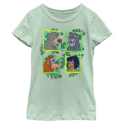 Disney Book in The JUNGLE-DSJB0006DL2_BRNSND Girls Short Sleeve Tee Shirt, Mint, Small