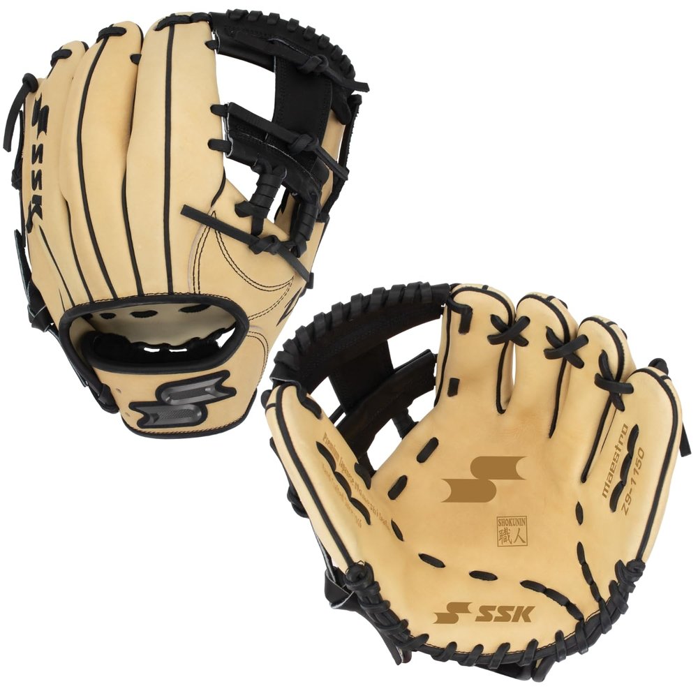 SSK Z9 Maestro Infield Baseball Glove  11.25" - 11.5 - 11.75 - 12  Right & Left Hand Throw (Camel/Black - I Web, 11.5" - Right Hand Throw)