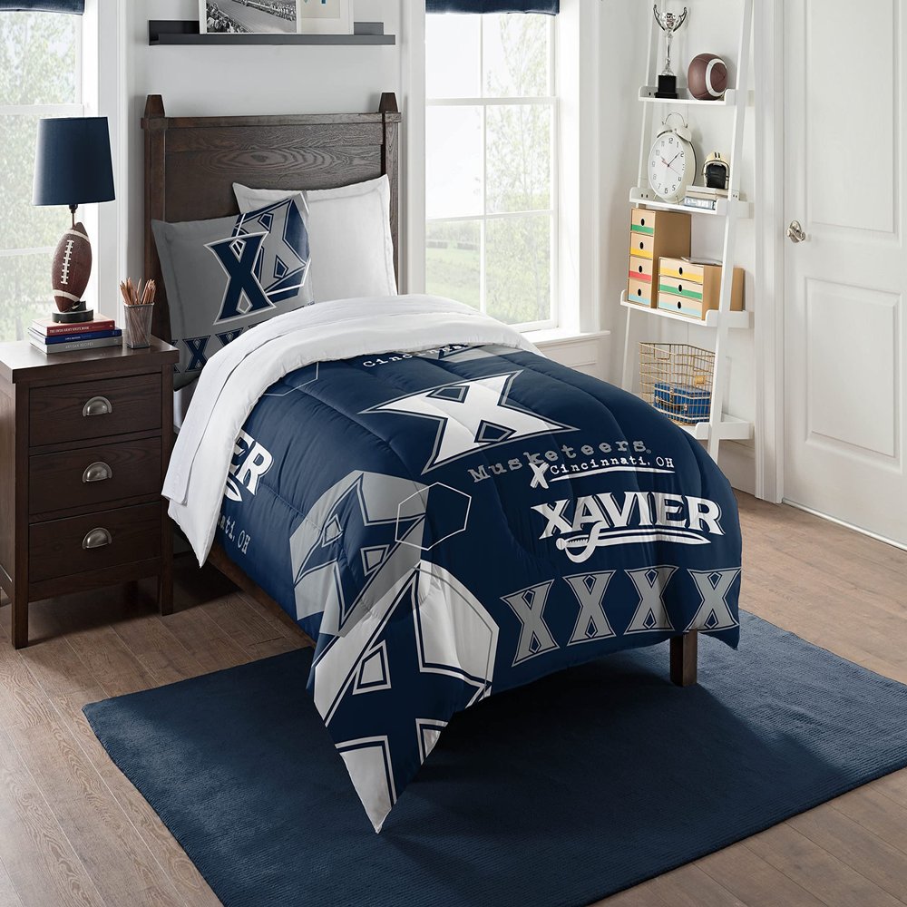 Northwest NCAA Xavier Musketeers Unisex-Adult Comforter and Sham Set, Twin, Hexagon