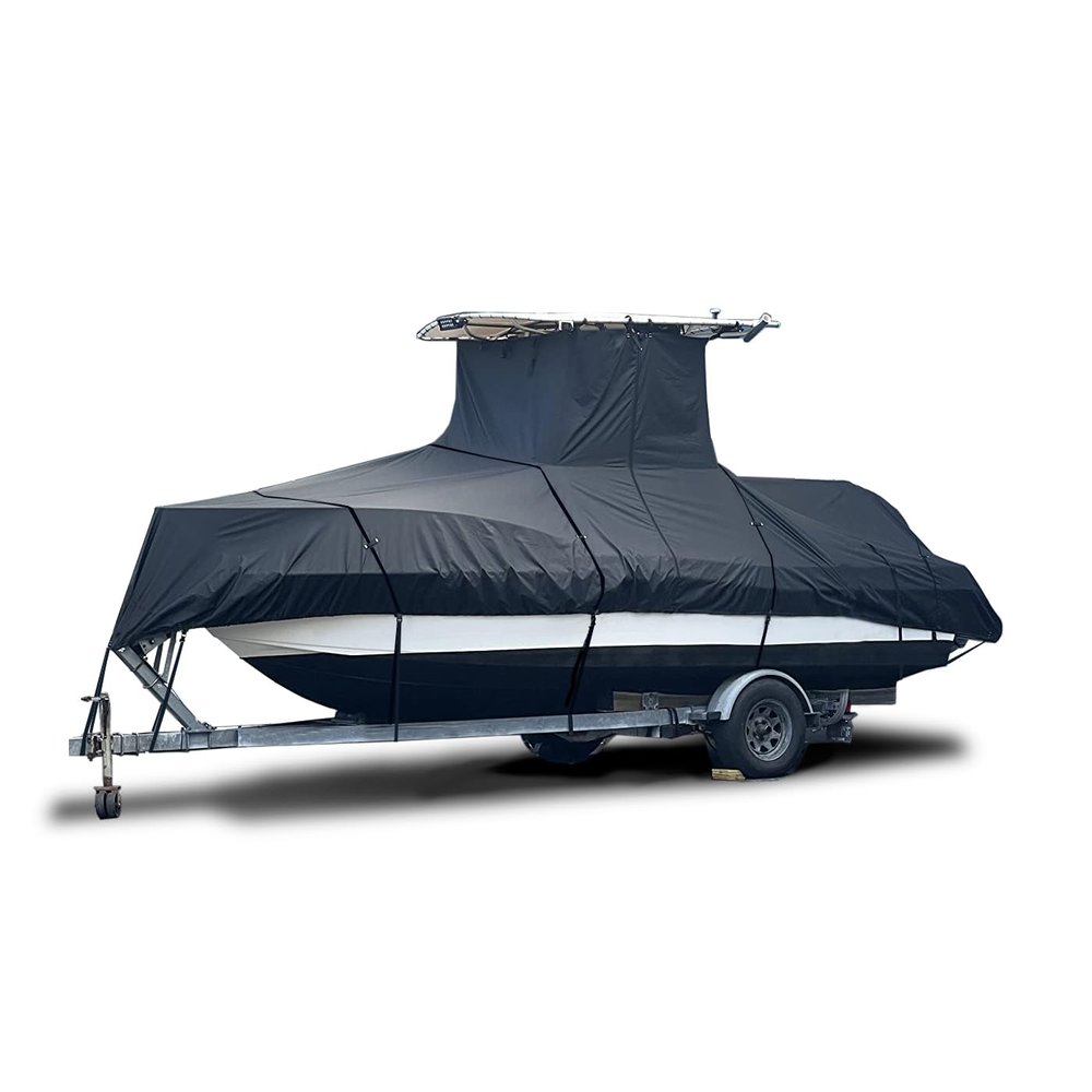 EliteShield Heavy Duty T-Top Boat Cover, Fits 22ft to 24ft Long Center Console Boat with T-Top Hard-Top, Waterproof Fade Resistant T Top Boat Storage Cover (Black, Size 3: 22'-24' Long, Beam 108" W)