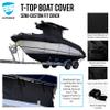 EliteShield Heavy Duty T-Top Boat Cover, Fits 22ft to 24ft Long Center Console Boat with T-Top Hard-Top, Waterproof Fade Resistant T Top Boat Storage Cover (Black, Size 3: 22'-24' Long, Beam 108" W) view 2
