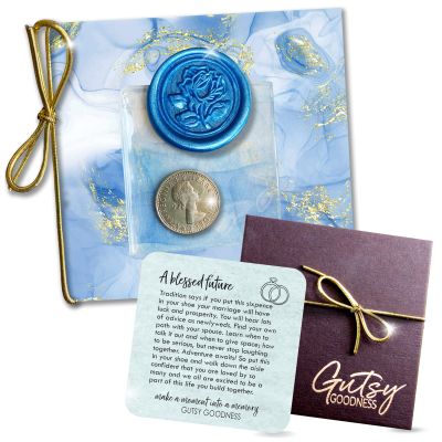 Authentic Silver Sixpence Coin For Bride's Shoe - 4 Piece Set Includes 1967 Sixpence, Sentimental Message Card, Something Old New Borrowed Something Blue Tradition Wedding Poem Card, Keepsake Gift Box