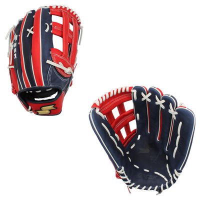 SSK ZSLOW Slowpitch Softball Glove  12.5 - 13 - 13.5 - 14  Right & Hand Left Hand Throw (Navy/Red/White, 13.5" - Right Hand Throw)