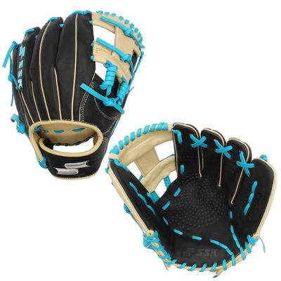 SSK Z5 Craftsman Infield Baseball Glove  11.25 - 11.5 - 11.75 - 12  Right & Left Hand Throw (Black/Camel/Electric Blue, 11.5" - Left Hand Throw)
