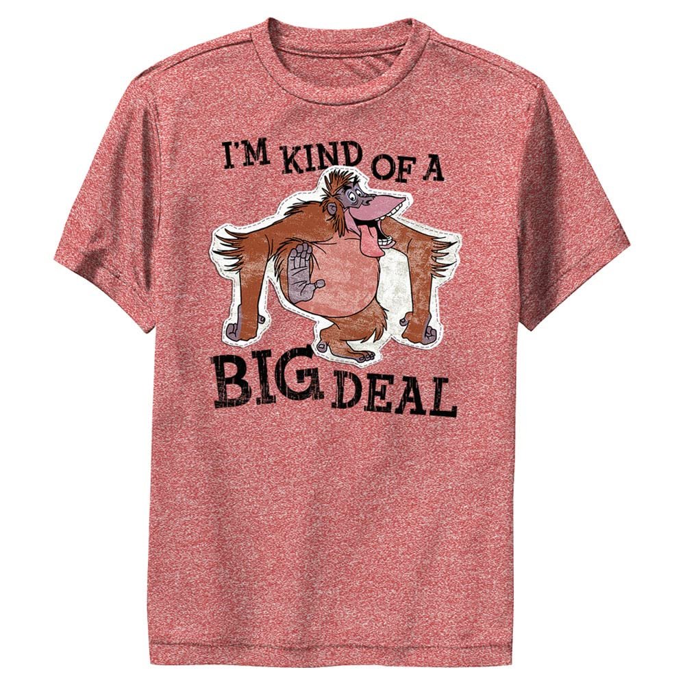 Disney Jungle Book Louie SUPRIMA-DSJB0005DL2_REDBLK Boys Short Sleeve Tee Shirt, Red Heather, Large