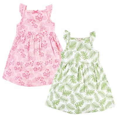 Hudson Baby Baby Girls Cotton Dresses, Palm Leaf, 4 Toddler