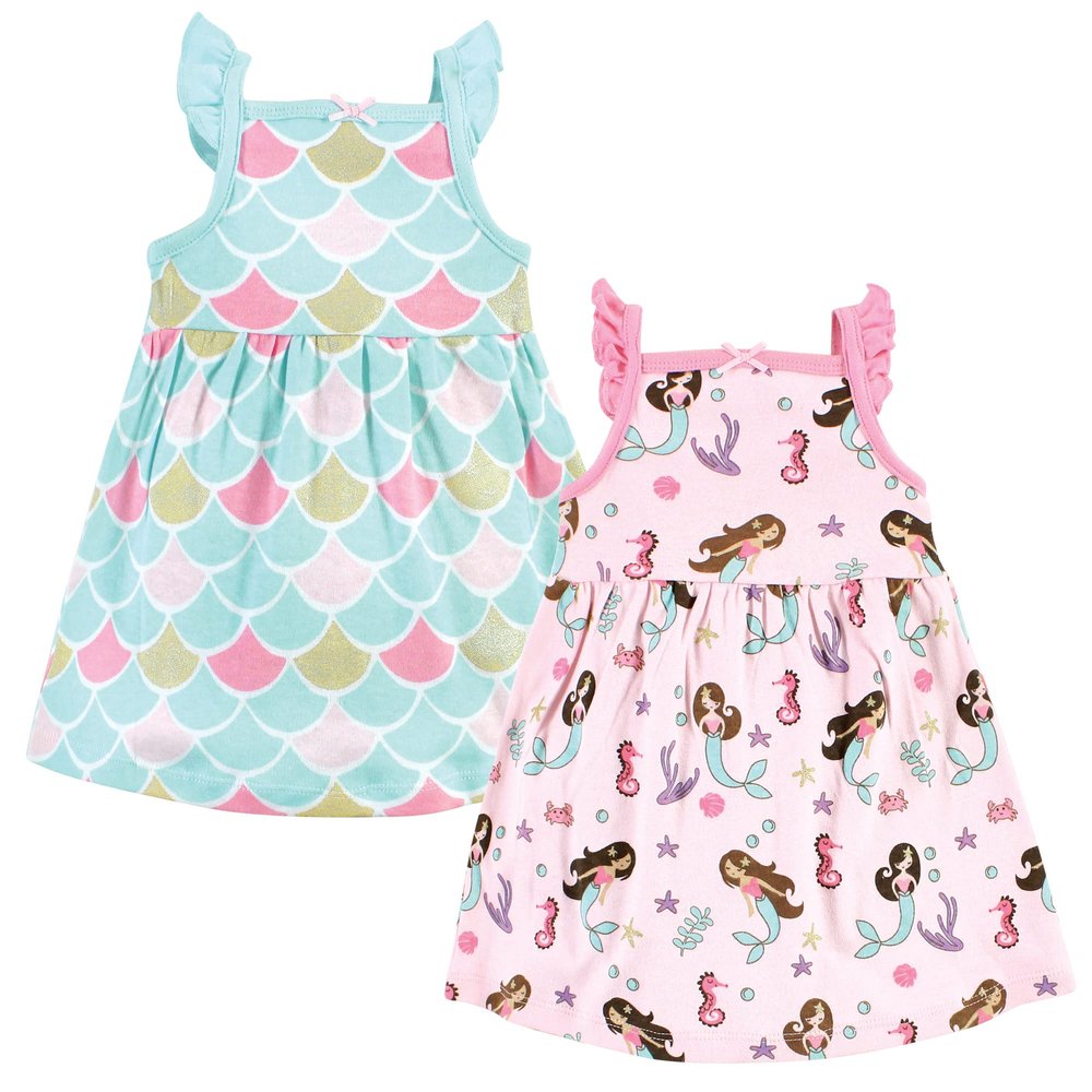 Hudson Baby Baby Girls Cotton Dresses, Mermaid Princess, 4 Toddler