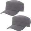 Malaxlx 2 Pack Gray Cadet Army Cap Military Hat for Men Women Adjustable Cotton Flat Top view 1