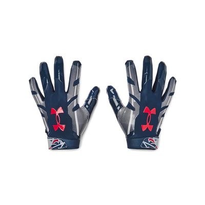 Under Armour Men's F8 Novelty Football Gloves, (409) Academy/Steel/Red, Medium
