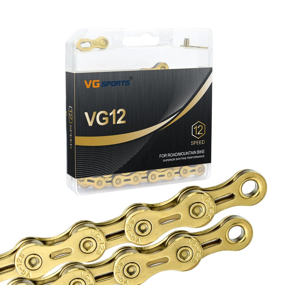 VG Sports 12 Speed Bike Chain,Full Hollow Ultra Light Bicycle Chain Suitable for Moutanin Bike Road Bike,1/2 x 11/128 Inch,126Links, Silver/Rainbow/Titanium