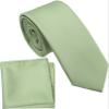 ZENXUS Boy's Solid Sage Green Tie with Pocket Square Set, Small Necktie for Children and Kids, Self-Tied view 1