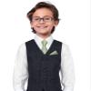 ZENXUS Boy's Solid Sage Green Tie with Pocket Square Set, Small Necktie for Children and Kids, Self-Tied view 2