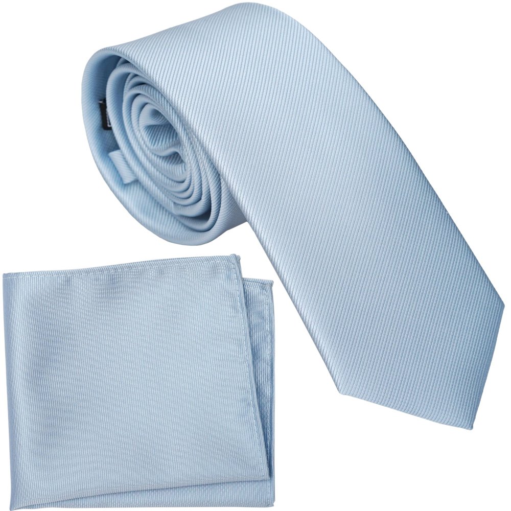 ZENXUS Boy's Solid Dusty Blue Tie with Pocket Square Set, Small Necktie for Children and Kids, Self-Tied