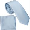 ZENXUS Boy's Solid Dusty Blue Tie with Pocket Square Set, Small Necktie for Children and Kids, Self-Tied view 1