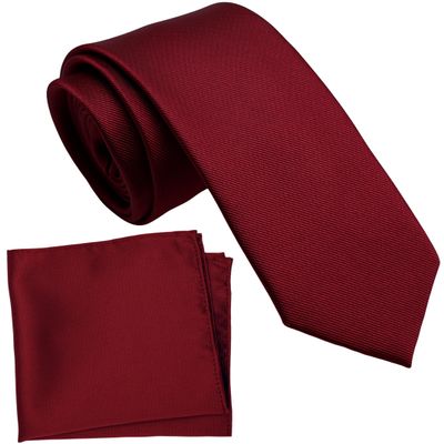 ZENXUS Boy's Solid Apple Red Tie with Pocket Square Set, Small Necktie for Children and Kids, Self-Tied