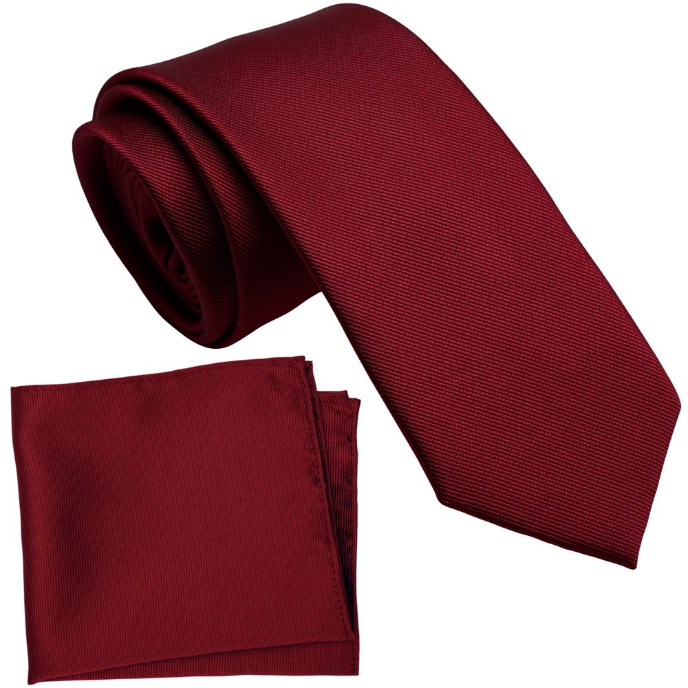 ZENXUS Boy's Solid Apple Red Tie with Pocket Square Set, Small Necktie for Children and Kids, Self-Tied