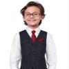 ZENXUS Boy's Solid Apple Red Tie with Pocket Square Set, Small Necktie for Children and Kids, Self-Tied view 2