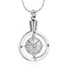 constantlife Compass Urn Necklaces for Ashes Stainless Steel Cremation Memorial Jewerly Funeral Ash Pendant Keepsake Graduation Gift for Women Men (Silver) view 1