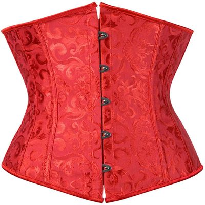 HNGHOU Women Corset Waist Training Corsets Lace Up Boned Underbust Corset Bustier Tops Red, Medium