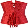HNGHOU Women Corset Waist Training Corsets Lace Up Boned Underbust Corset Bustier Tops Red, Medium view 2