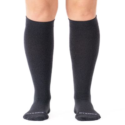 Comrad Nylon Knee High Socks - 15-20mmHg Graduated Compression Socks, (Large, Heather Charcoal) - Soft & Breathable Support for Men, Pregnant Women, Nurses, Home, Work, & Travel