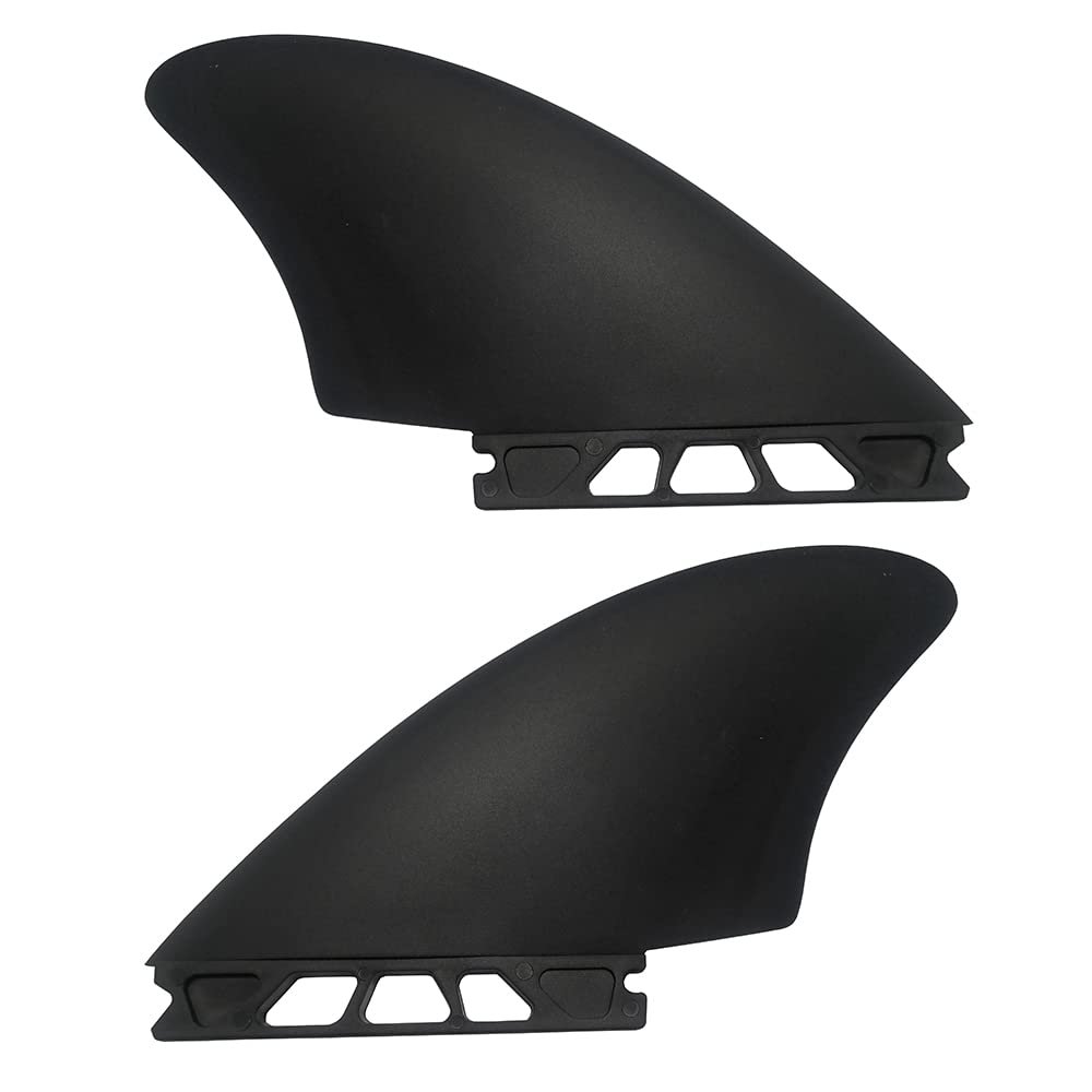 UP100 Surfboard Twin Keel Fins (2 Fins) Black - Nylon and Fiberglass for Single Tab Surf Boards