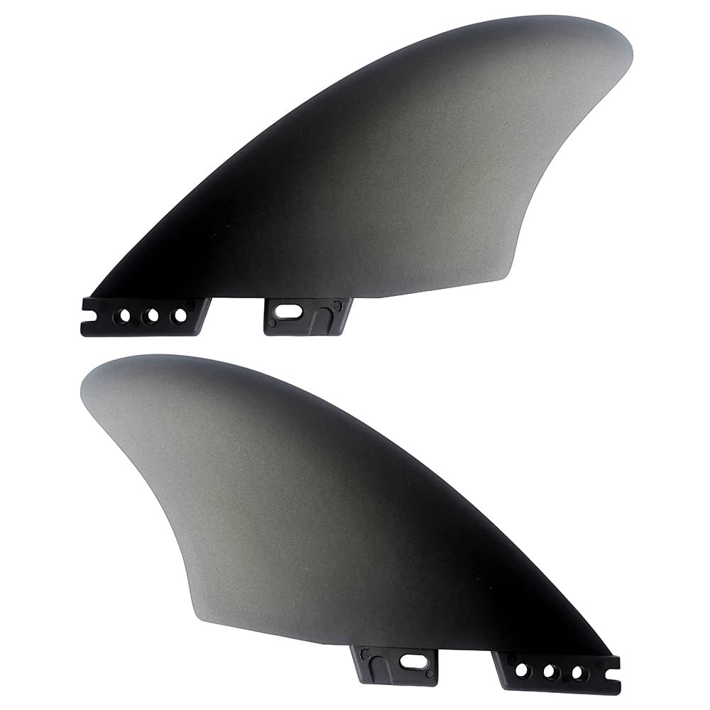 UP100 Surfboard Twin Keel Fins (2 Fins) Black - Nylon and Fiberglass for Twin Tab FCS/FCS II Surf Boards (for FCS II)