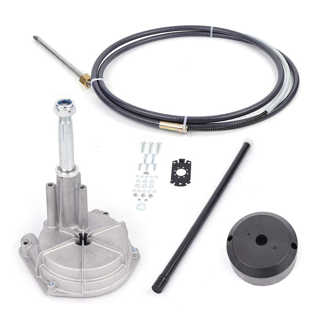 Outboard Steering Cable Kit 12 Foot Boat Steering Control Cables SS13712 Boat Gear Steering System, 12' Connect Rotary Steering System 3/4'' Tapered Shaft for Boats, Yachts and Waterborne Vehicles