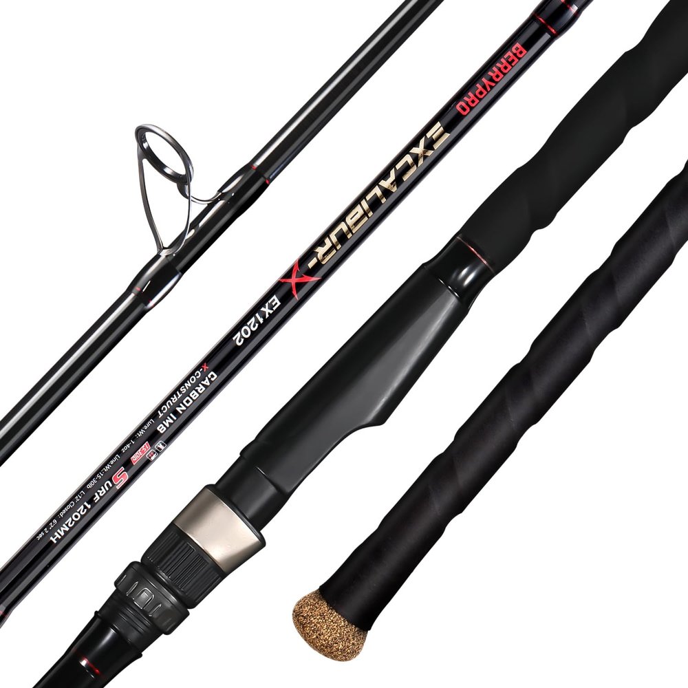 BERRYPRO Surf Spinning Rod Carbon Fiber Surf Rod Travel Fishing Rod (9'/10'/11'/12') (9'-Spinning-2pc)