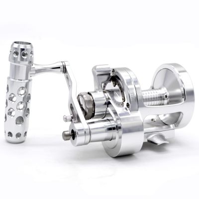 CAMEKOON Conventional Lever Drag 2-Speed Trolling Fishing Reel, 4.5:1/2.1:1 Gear Ratio, Overhead Multiplier Saltwater Reel, 25kg Powerful Carbon Drag