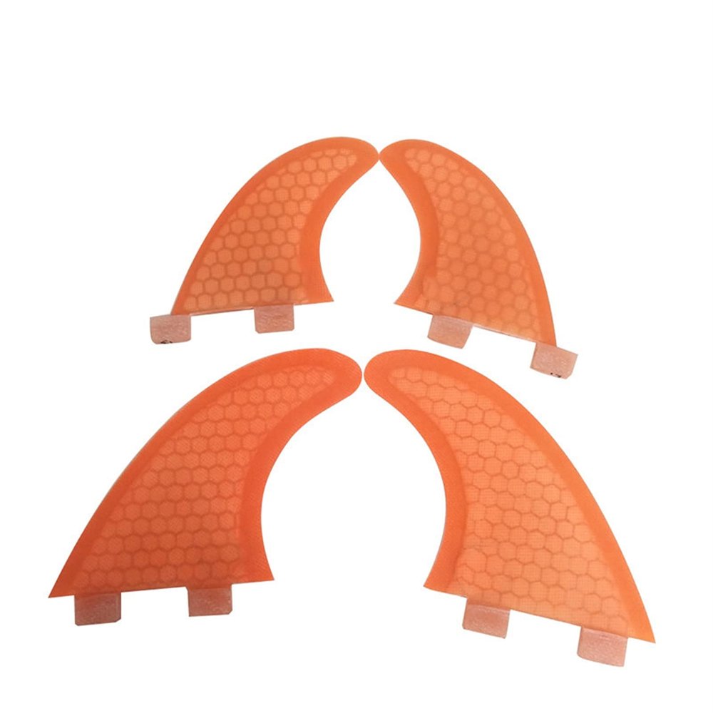 Surfing Fins 4Pcs Surfboard Fin Surfing Rudder Surf Board Thruster Honeycomb Rudder Fiberglass Fin (Color : Orange, Size : G5+GL)