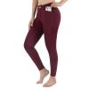 beroy Women Horse Riding Knee-Patches Pants Ladies Equestrian Front-Zip Breeches Legging with Pockets(Burgundy,XL) view 2
