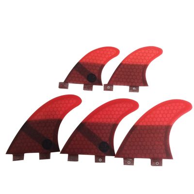 Surfing Fins 5Pcs Surfboard Tail Fin G5+GL Tail Rudder Surfing Tail Thruster Surfboard Accessories (Color : Red, Size : G5+GL)