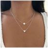 Allereyae Boho Pearl Heart Choker Necklace Vintage Layered Pearl Choker Necklace Silver Love Heart Pendant Necklace Personlized Necklace Chain Jewelry view 2