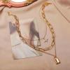 Allereyae Punk Layered Chain Necklace Gold Cz Star Pendant Necklace Vintage Lock Choker Necklace Chunky Paperclip Chain Necklace Jewelry view 3